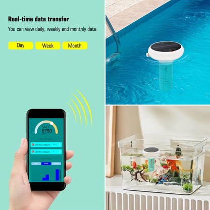 Wifi Chlorin Meter PH ORP EC Total Dissolved Solids Salinity Temp CL Test Meter Swimming Pool Water Tester Solar Powered